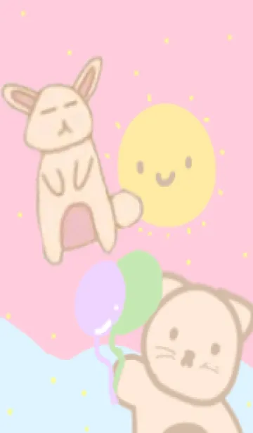 [LINE着せ替え] かわいい猫とウサギの画像1