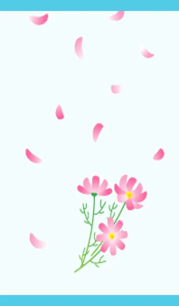 [LINE着せ替え] 舞い散る花びらとコスモス 青色の画像1