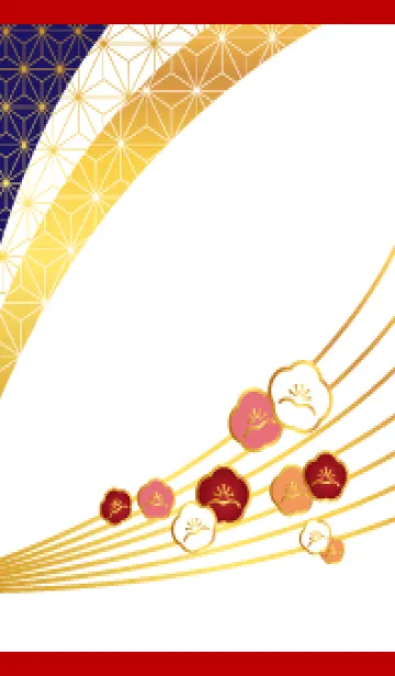 [LINE着せ替え] 和柄と梅 赤とベージュの画像1