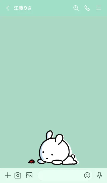 [LINE着せ替え] ミントグリーン : まるうさ 8の画像2
