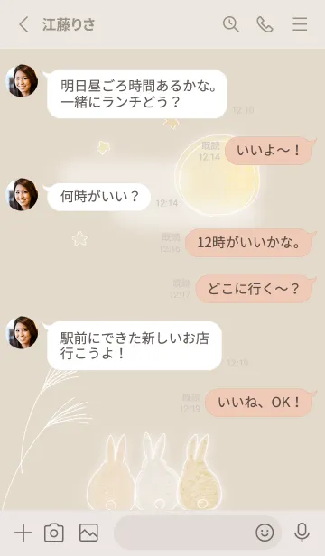 [LINE着せ替え] beige♡月とうさぎ05_1の画像3
