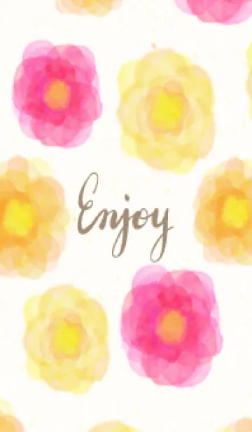 [LINE着せ替え] 水彩 花 暖色系5の画像1