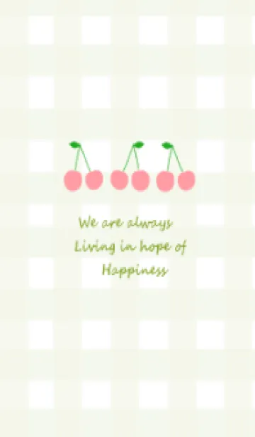 [LINE着せ替え] さくらんぼ / グリーンチェックの画像1