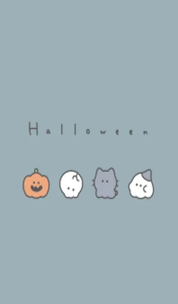 [LINE着せ替え] ゆるいハロウィン /ミントグレーの画像1