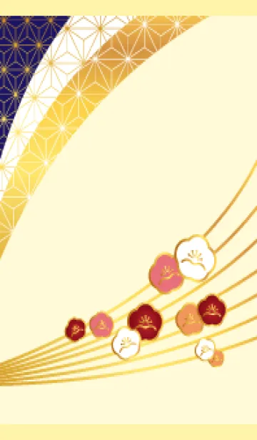 [LINE着せ替え] 和柄と梅 薄い黄色の画像1