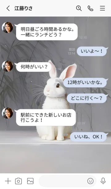 [LINE着せ替え] 真っ白なうさぎが可愛い！の画像3