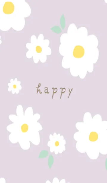 白い花と葉っぱ18のLINE着せ替え
