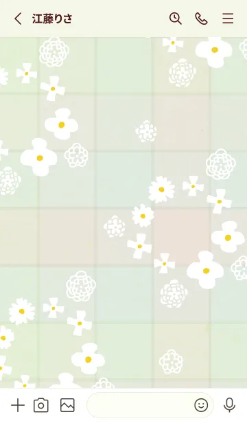 [LINE着せ替え] 白い花 チェック柄26の画像2