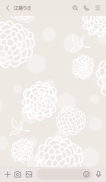 [LINE着せ替え] 白い線の丸い花と葉6の画像2