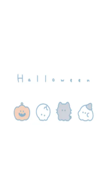 [LINE着せ替え] ゆるいハロウィン /白と水色の画像1