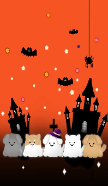 ハロウィン(オバケ×いぬ/秋)オレンジ色の着せ替えメイン画像