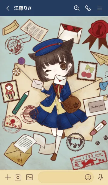 [LINE着せ替え] petit doll 郵便屋さんの黒猫ちゃんの画像2