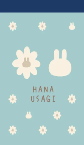 [LINE着せ替え] レトロ♡花うさぎ BlueDaisy×Navyの画像1