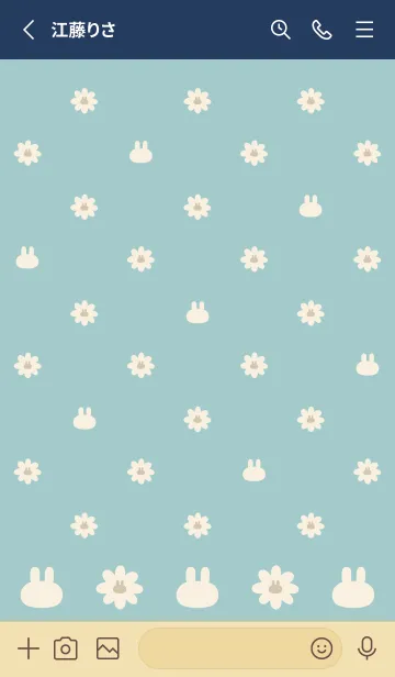 [LINE着せ替え] レトロ♡花うさぎ BlueDaisy×Navyの画像2