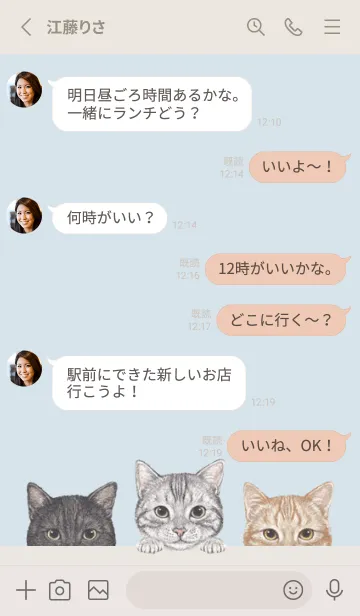 [LINE着せ替え] 猫 - アメショ - パステルブルーの画像3
