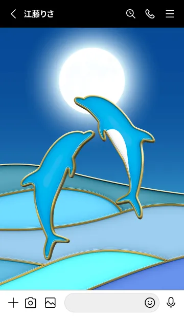 [LINE着せ替え] Dolphin in the Moonlight Enamel Pin 64の画像2