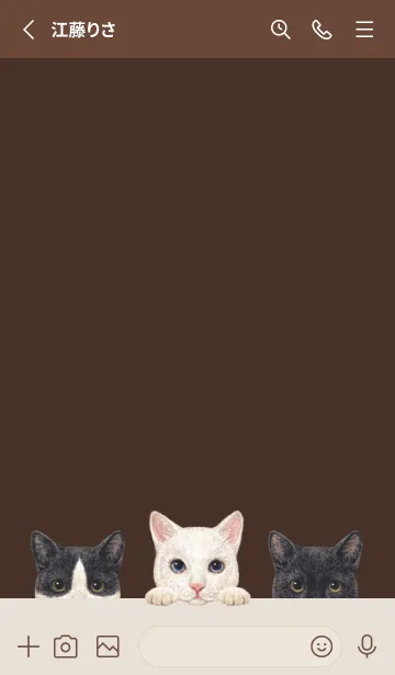 [LINE着せ替え] 猫 - ミックス 02 - こげ茶色の画像2