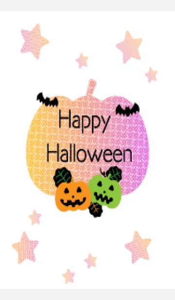 [LINE着せ替え] ハロウィン 南瓜とコウモリ 白の画像1