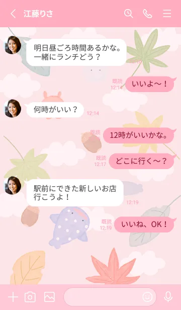 [LINE着せ替え] pink♡紅葉とどんぐり10_1の画像3