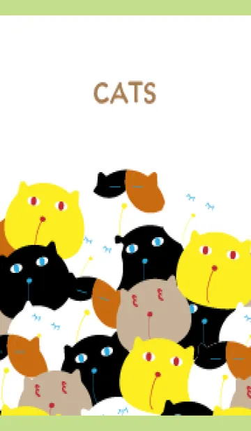 [LINE着せ替え] ねこいっぱい モスグリーン色の画像1