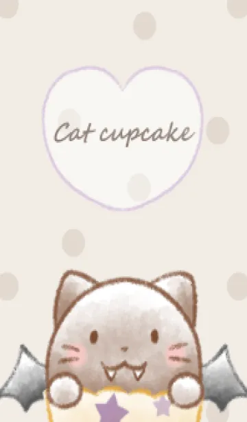 [LINE着せ替え] ねこカップケーキ -ブラウン- ドットの画像1