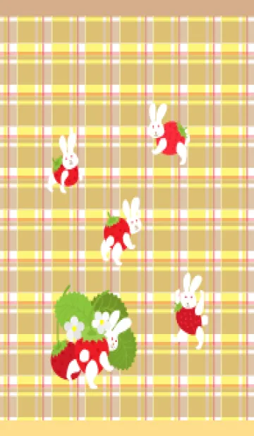 [LINE着せ替え] うさぎ苺 薄茶と黄色の画像1