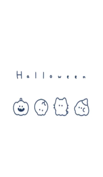 [LINE着せ替え] ゆるいハロウィン /白とネイビーの画像1