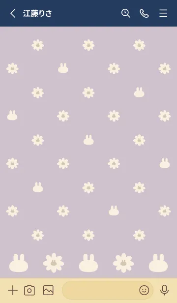 [LINE着せ替え] レトロ♡花うさぎ  Lavender×Navyの画像2