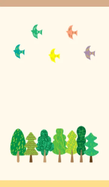 [LINE着せ替え] 北欧風イラスト 薄茶と黄色の画像1