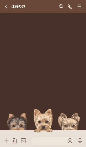 [LINE着せ替え] ワンワン - ヨーキー - こげ茶色の画像2