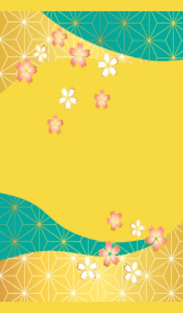 [LINE着せ替え] 和柄と桜 黄色の画像1