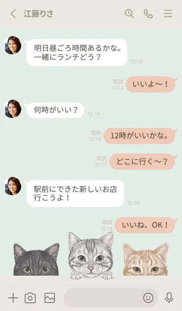 [LINE着せ替え] 猫 - アメショ - パステルグリーンの画像3