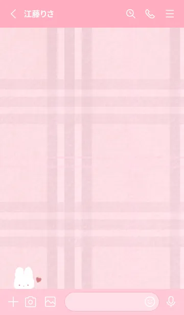 [LINE着せ替え] もこうさ x チェック柄 - ピンク 01の画像2
