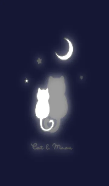 [LINE着せ替え] ネコと月 / ネイビーブラックの画像1