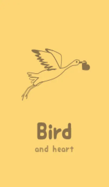 鳥とハート 卵色のLINE着せ替え