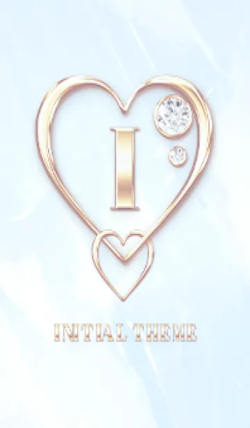 [LINE着せ替え] 【 I 】 Heart Charm & Initial - Blue 1の画像1