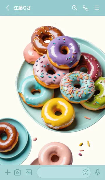 [LINE着せ替え] Pop Color Time: Fun with Colorful Donutsの画像2