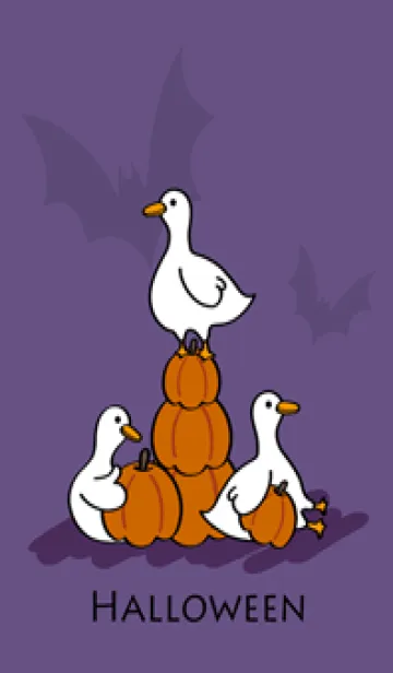 [LINE着せ替え] デイズ・ダックのハロウィン(濃い紫色)の画像1