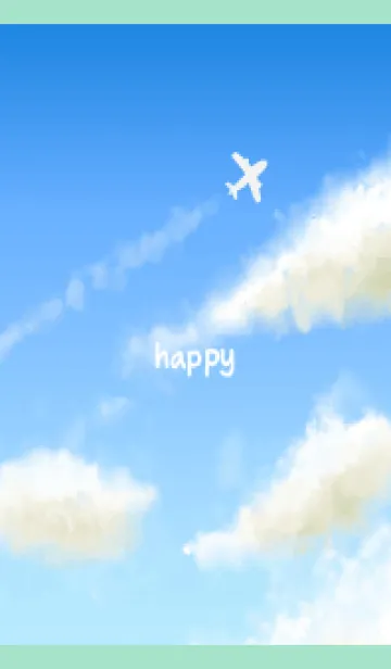 [LINE着せ替え] 飛行機雲と空 青緑の画像1