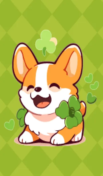 [LINE着せ替え] Lucky four leaf clover Welsh corgiの画像1