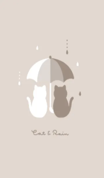 [LINE着せ替え] ネコと傘 / ブラウンの画像1