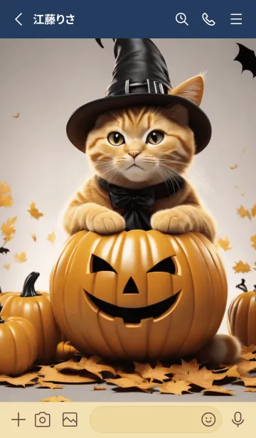 [LINE着せ替え] halloween orange catの画像2
