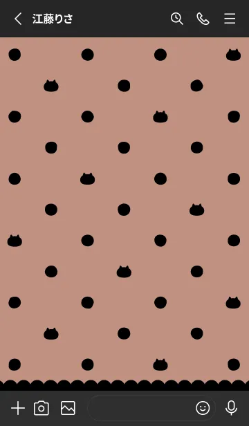 [LINE着せ替え] 水玉ねこ♡DullPeach&Blackの画像2