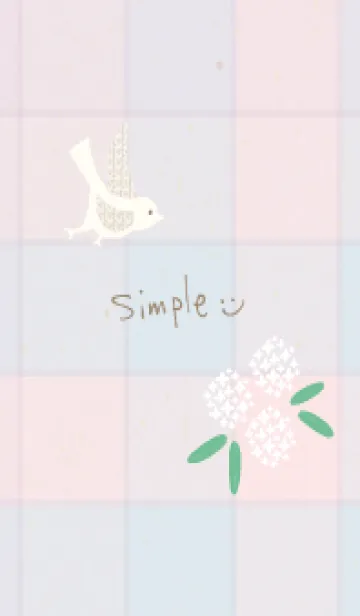 [LINE着せ替え] チェック柄 鳥と花23の画像1