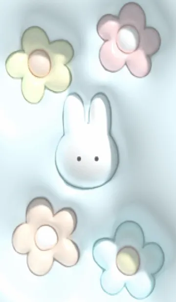 [LINE着せ替え] Gray♡ぷっくりうさぎと花01_1の画像1