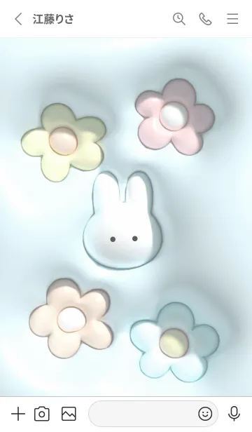 [LINE着せ替え] Gray♡ぷっくりうさぎと花01_1の画像2