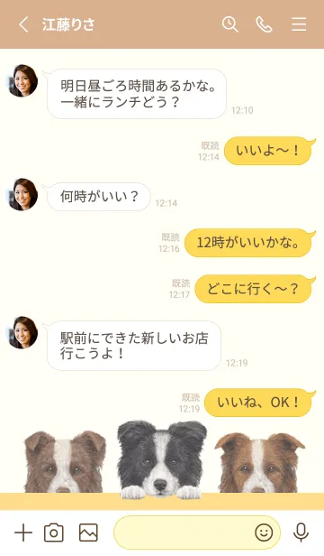 [LINE着せ替え] ワンワン -ボーダーコリー- ベージュ×黄色の画像3