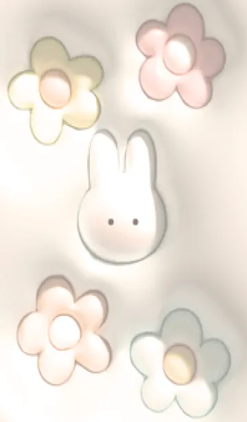 [LINE着せ替え] beige♡ぷっくりうさぎと花05_1の画像1