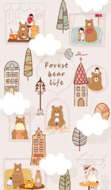 [LINE着せ替え] pinkbrown♡クマとペンギン08_1の画像1