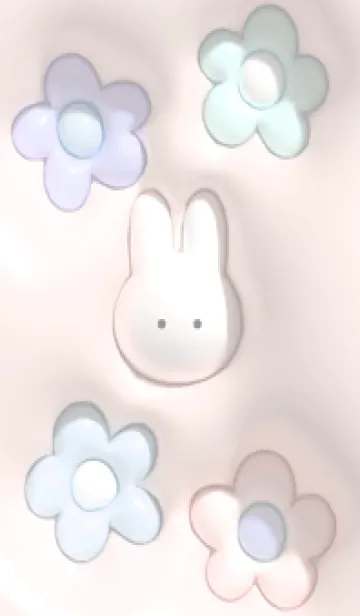 [LINE着せ替え] babypink♡ぷっくりうさぎと花06_1の画像1